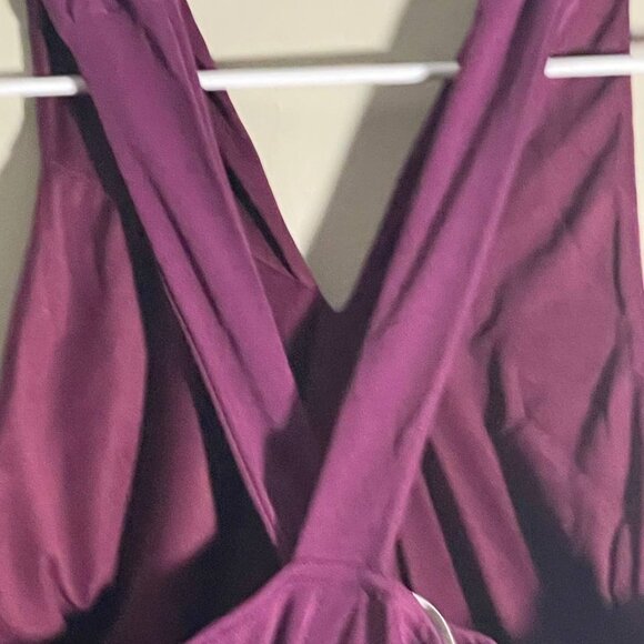 Hanna Nikole wine faux-wrap elastic waist dress 20W - Picture 10 of 11